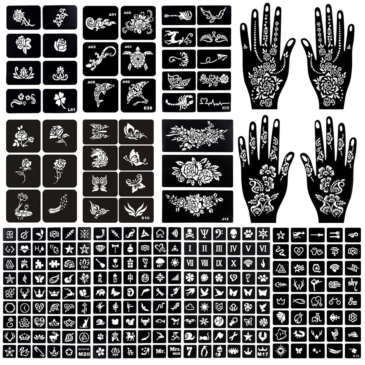 MAYCREATE 14 Sheets Henna Tattoo Mehendi Stencil Stickers Airbrush Flower Mehndi Stickers For Hands Arabic Temporary Tattoo for Women Girls Mehndi Sticker for Hands, Face, Arms, Body MAYCREATE 14 Sheets Henna Tattoo Mehendi Stencil Stickers Airbrush Flower Mehndi Stickers For Hands Arabic Temporary Tattoo for Women Girls Mehndi Sticker for Hands, Face, Arms, Body